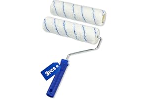 IDEAALS 3pcs Paint Roller Kit | 9 inch Paint Rollers with Paint Roller Frame for Painting Walls | 2 Microfiber Roller Covers for Painting