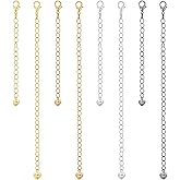 8 Pcs Heart Bracelet Extension Chain Stainless Steel Bracelet Extender Gold Charm Necklace Chain Stainless Steel Chains Extender for Necklaces, Bracelets, etc. Extensions