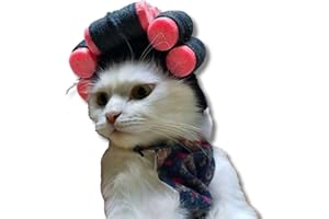 URNAT Cat Wig Funny Cute Cat Costume Hat Hair Roller Accessories Dress Up Clothing Festival Party (Pink Roller)