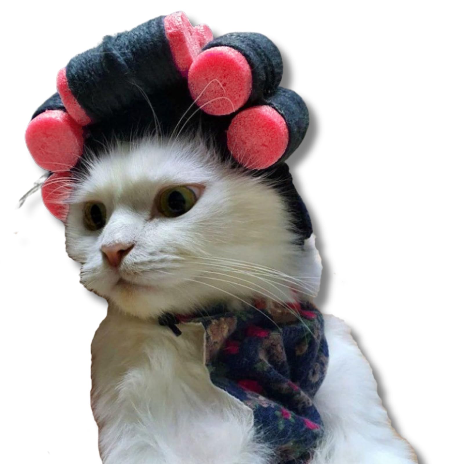 Photo 1 of Cat Wig Funny Cute Cat Costume Hat Hair Roller Accessories Dress Up Clothing Festival Party (Pink Roller)