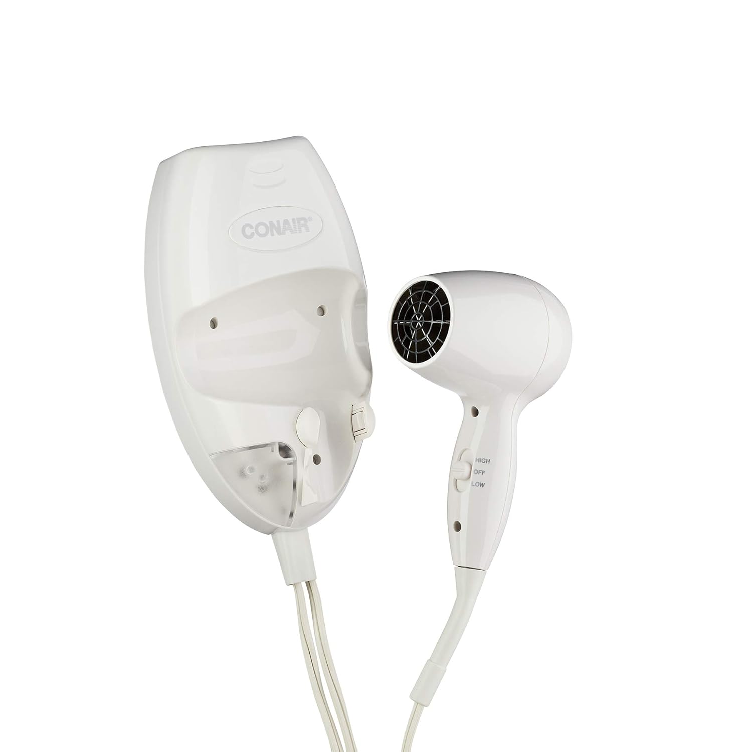 Conair 1600 Watt Wall-Mount Hair Dryer with LED Night Light, White: Beauty