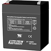 UltraTech Power Products 1250F1 12 Volt 5.0 Ah Sealed Lead Acid Battery - F1 Terminal (Replaces UT 1240) UT-1250F1
