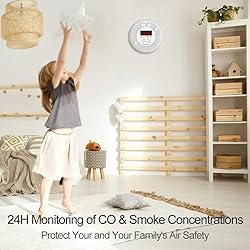 Vzmcov Carbon Monoxide and Smoke Detector LCD