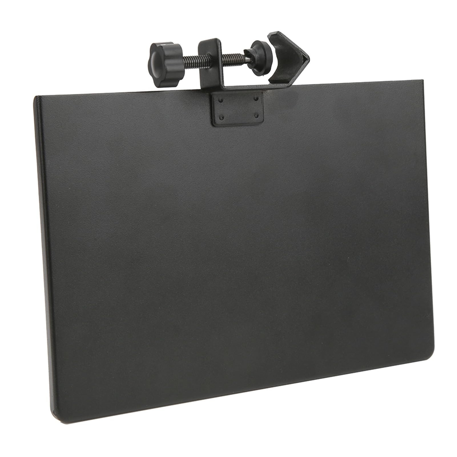 Microphone Stand Clamp-On Utility Shelf, Metal Sound Card Tray 5.51x7.87inch, Adjustable Angle Clamp-On Laptop Notebook Rack Tray Holder for Live Streaming, Music Studio, Stage