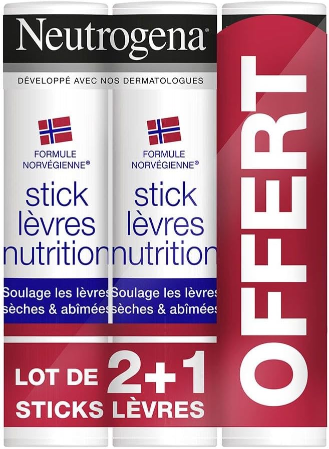 Neutrogena Lip Stick Nutrition Trio Pack 3 x 4.8g Nourishing Formula Norwegian