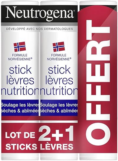 Neutrogena Lip Stick Nutrition Trio Pack 3 x 4.8g Nourishing Formula Norwegian