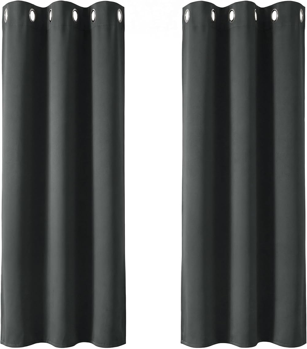 Deconovo Blackout Curtains 2 Panels Dark Grey 42 x 54 Inch Eyelet Thermal