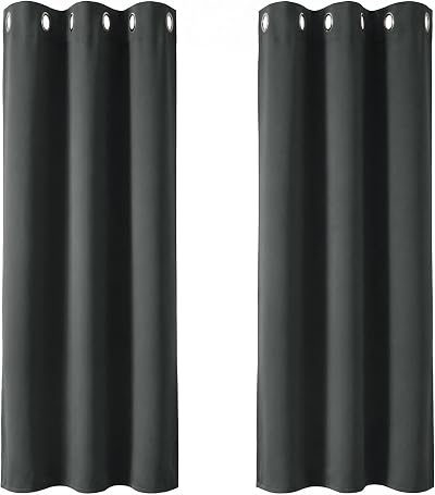 Deconovo Blackout Curtains 2 Panels Dark Grey 42 x 54 Inch Eyelet Thermal