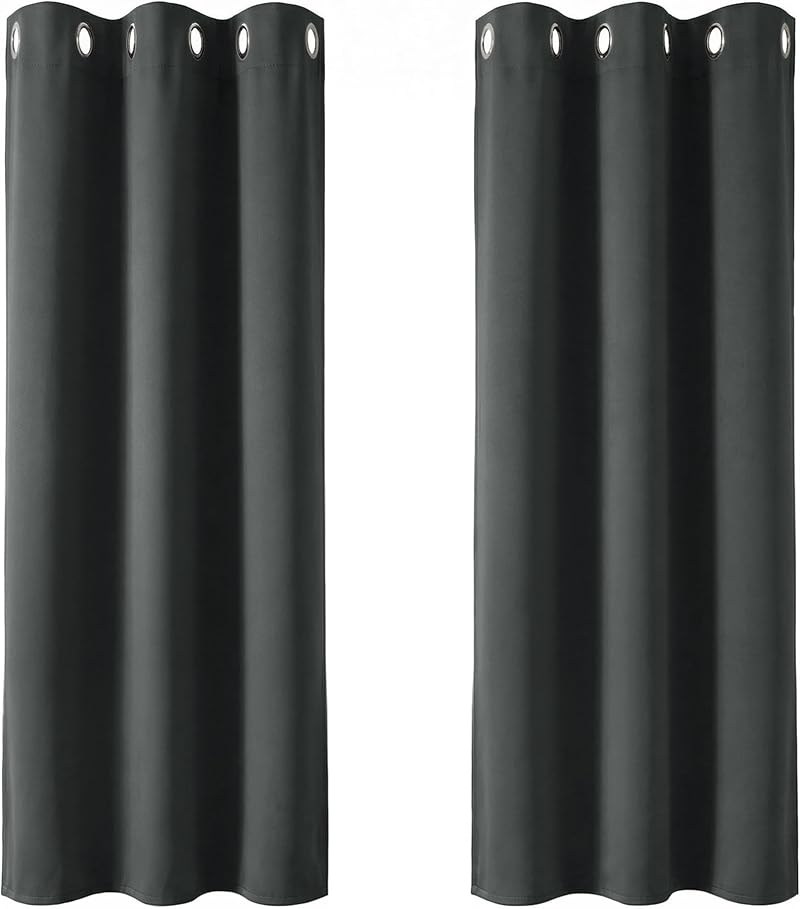 Deconovo Blackout Curtains 2 Panels Dark Grey 42 x 54 Inch Eyelet Thermal