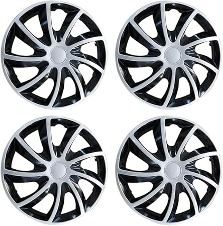 Amazon Vorcool 4枚 ホイールキャップ ホイールカバー 15インチ タイヤキャップ 車 汎用 シルバーブラック ステアリングダンパー 車 バイク