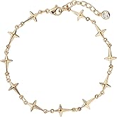 Gold Bracelets for Women, 14K Gold Plated Dainty Statement Beads Link Chain Bracelets for Women Trendy Colorful Stones Flowers Jewelry for Women