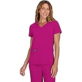 KOI Basics Women's Becca V-Neck Scrub Top, 4 Pockets, ID Bungee Loop, Moisture-Wicking Performance