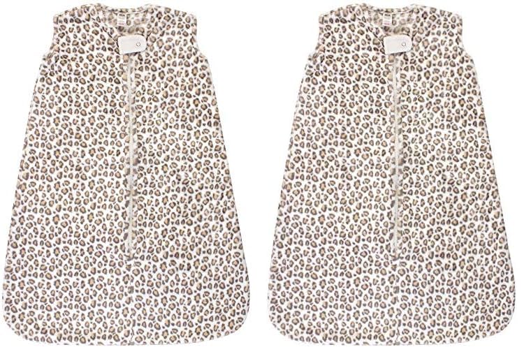 Hudson Baby Unisex Baby Plush Sleeping Bag, Sack, Blanket, Cream Leopard, 12-18 Months (Pack of 2)
