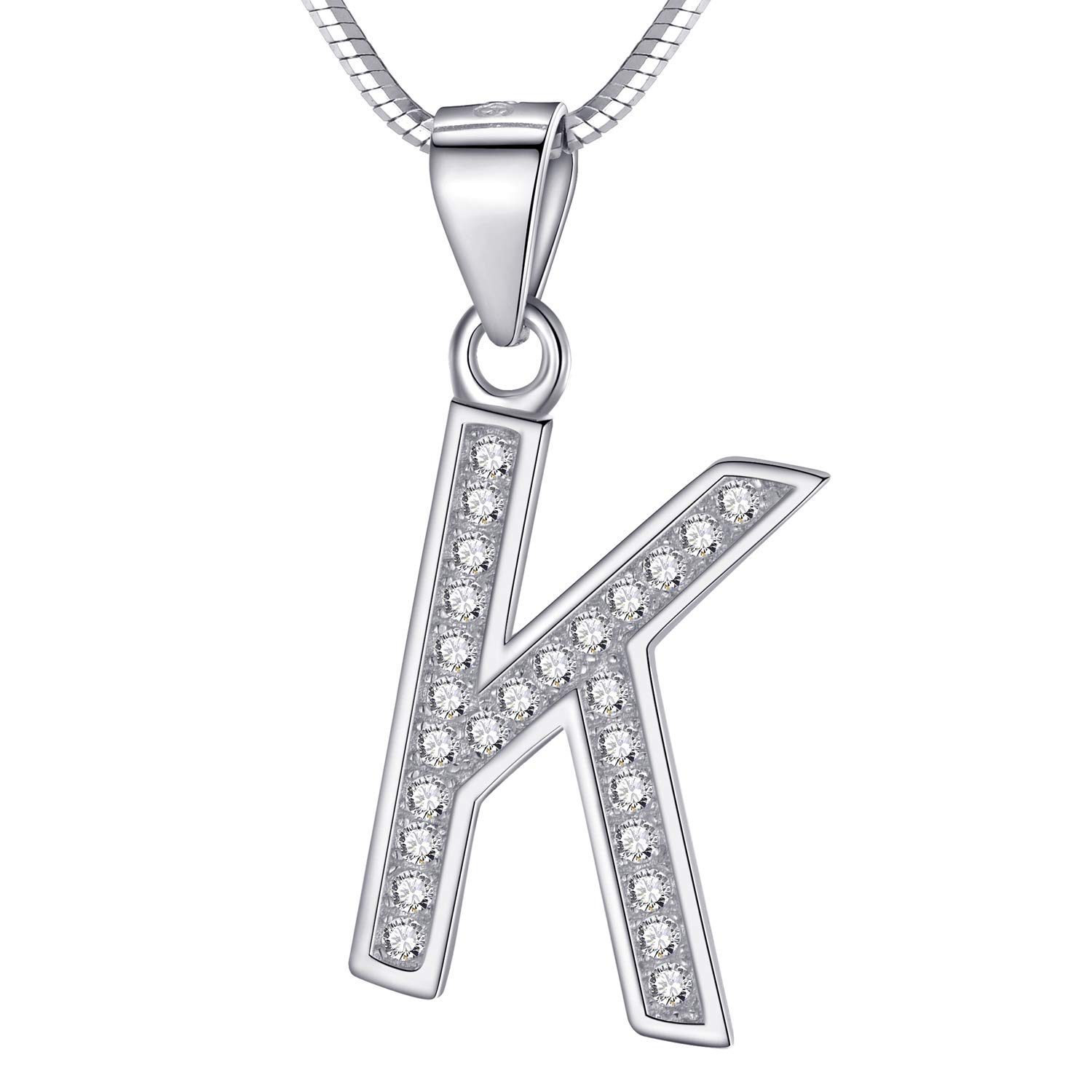 Morella Women's Letter Necklace Necklace and Pendant Letter K - 925 Sterling Silver Rhodium Plated – 45 cm Long — image 1
