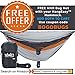 Double Camping Hammock - Portable Two Person Parachute Hammock for Outdoor Hanging. Heavy Duty & Lightweight, Best for Backpacking & Travel. Sunrise Edition (Orange/Black)