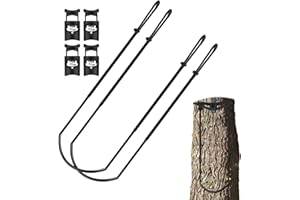 Anglekai Single Step Climbing Stick Aider, 1P/2P Single Tree Step Climbing Aider for Hunting Outdoor, Hand-Braided Rope Ladder for Tree Stand with 2 Adjustable Hook (2)