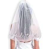 xo, Fetti Bachelorette Bride To Be Embroidered Veil | BachParty Accessory, Bride To Be Headband Decorations, White Headpiece Bridal Shower Gift, Engagement Supplies, Wedding, Bridesmaid Favors