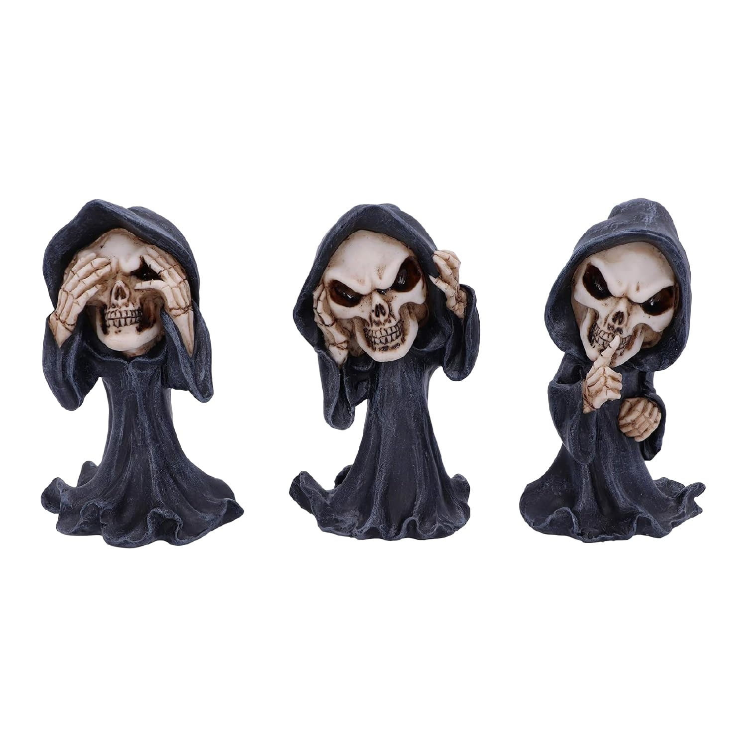 Nemesis Now Three Wise 11cm See No Hear No Speak No Evil Cartoon Grim Reapers, Black — image 1