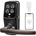 Lockly Secure Pro Wi-Fi Smart Door Lock, Keyless Entry with PIN Genie® Digital Keypad, 3D Biometric Fingerprint Sensor Front Door Lock with Handle, Voice Control & Auto Lock - Latch Edition