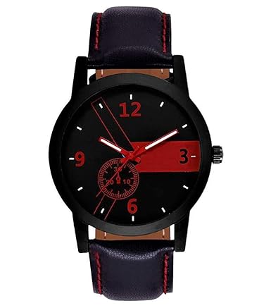 Swadesi Stuff Black Leather Strap Premium Quality Watch for Men & Boys