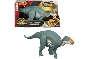 Mattel Jurassic World Rebirth Wild Roar Maiasaura Dinosaur Toy with Tail-Controlled Chomp Multi-Direction Attack & Sound, Posable & Digital Play