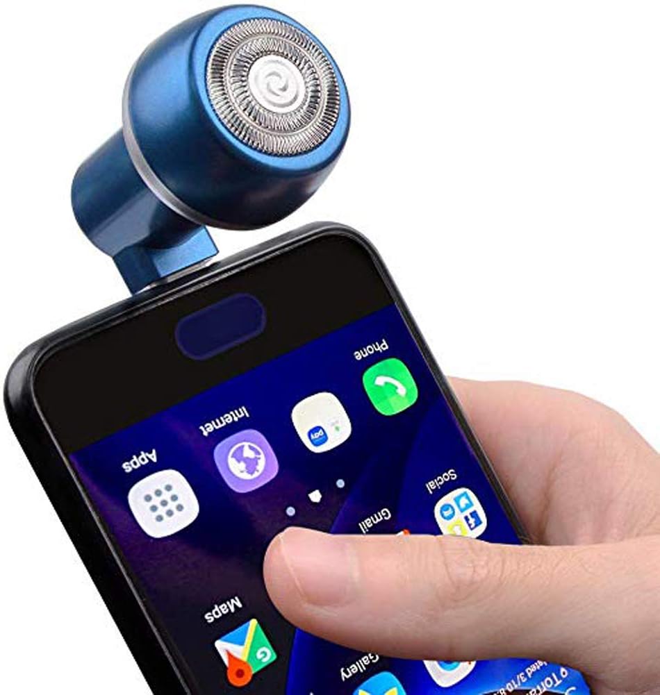 iXpro Travel Phone Shaver for Men Mini Trimmer USB Smartphone Shaving for Android Cell Phone Outdoor Portable Micro-USB Electric Razor