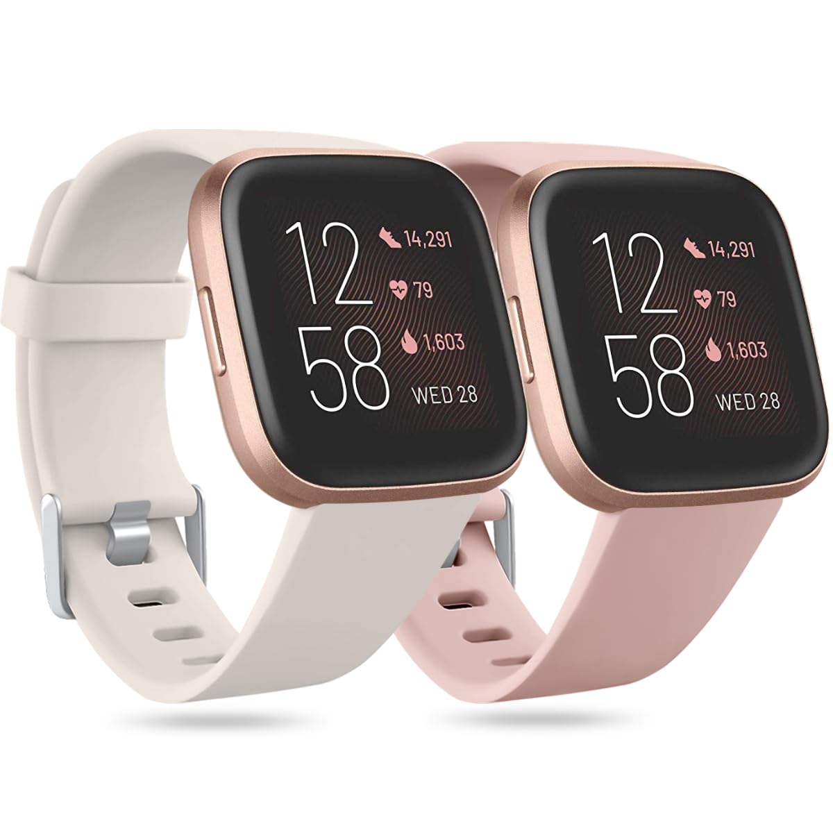 Ouwegaga Strap Compatible with Fitbit Versa Strap/Fitbit Versa 2 Band, Silicone Replacement Band Compatible with Fitbit Versa/Versa Lite, Women Men Large Star Light/Nude Pink