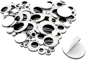 TOAOB 100 Pieces Wiggle Googly Eyes with Self Adhesive Round Black 6mm to 35mm Assorted Sizes Sticker Eyes for DIY Crafts Scrapbooking Decoration