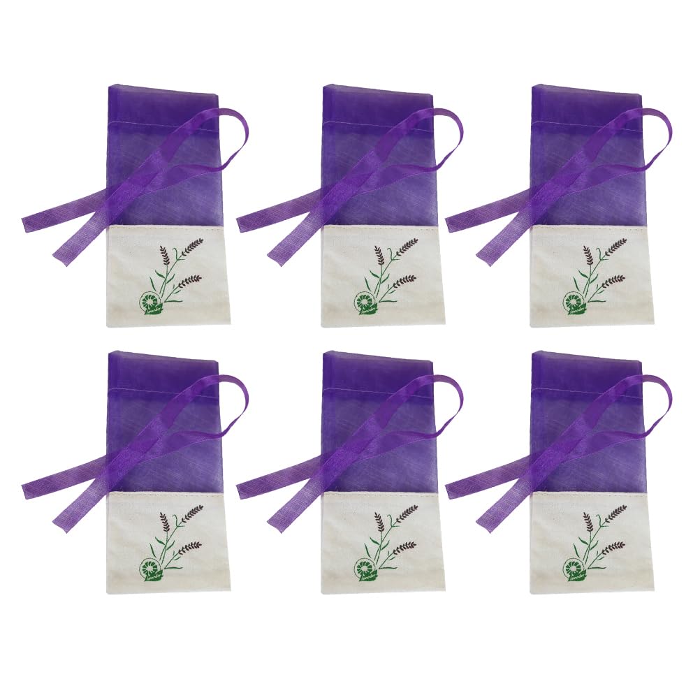 SHINEOFI 6pcs Lavender Bags Empty Sachet Pouch Scents Packets Drawstring Sachet Pouch Lavender Scented s Cedar Bags Small s Purple Mesh s Car Pendant