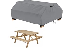 STARTWO Waterproof Picnic Table Cover Outdoor Patio Bench Covers for 6 ft Picnic Table Bench Set Windproof 70 / 72 Inch,Grey