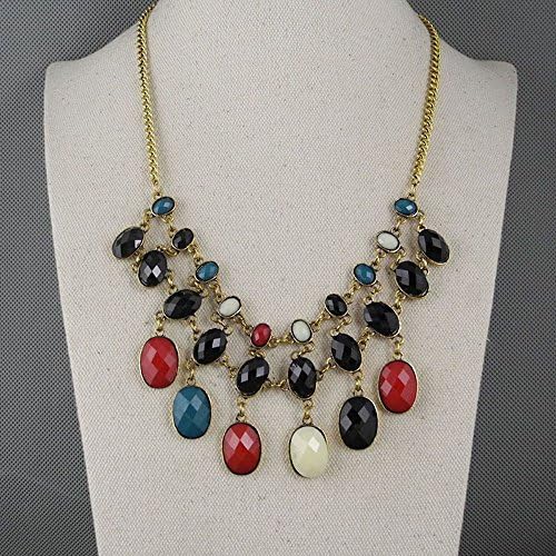 1 Pieces Necklace Pendent Jewelry Fashion Decoration Costume Retro Jewellery Collier Long Chain R4OV7 Colorful Faceted Enamel Beads Oval Tassle