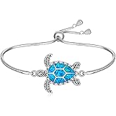 Fenthring Sea Turtle Bracelet for Women Opal Turtle Bracelet Sterling Silver Turtle Bracelets Ocean Beach Adjustable Turtles Gifts