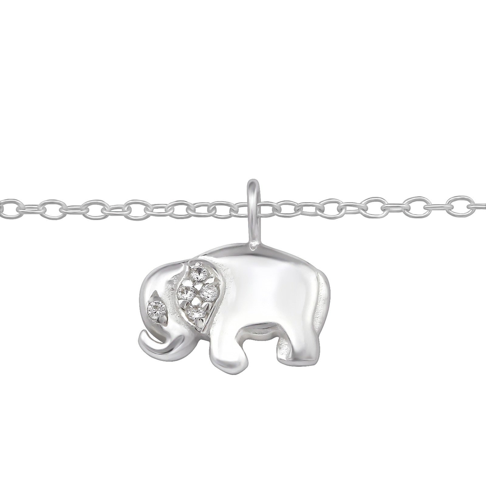 The Rose & Silver Company Women 925 Sterling Silver Elephant Anklet 25cm / 9.8"