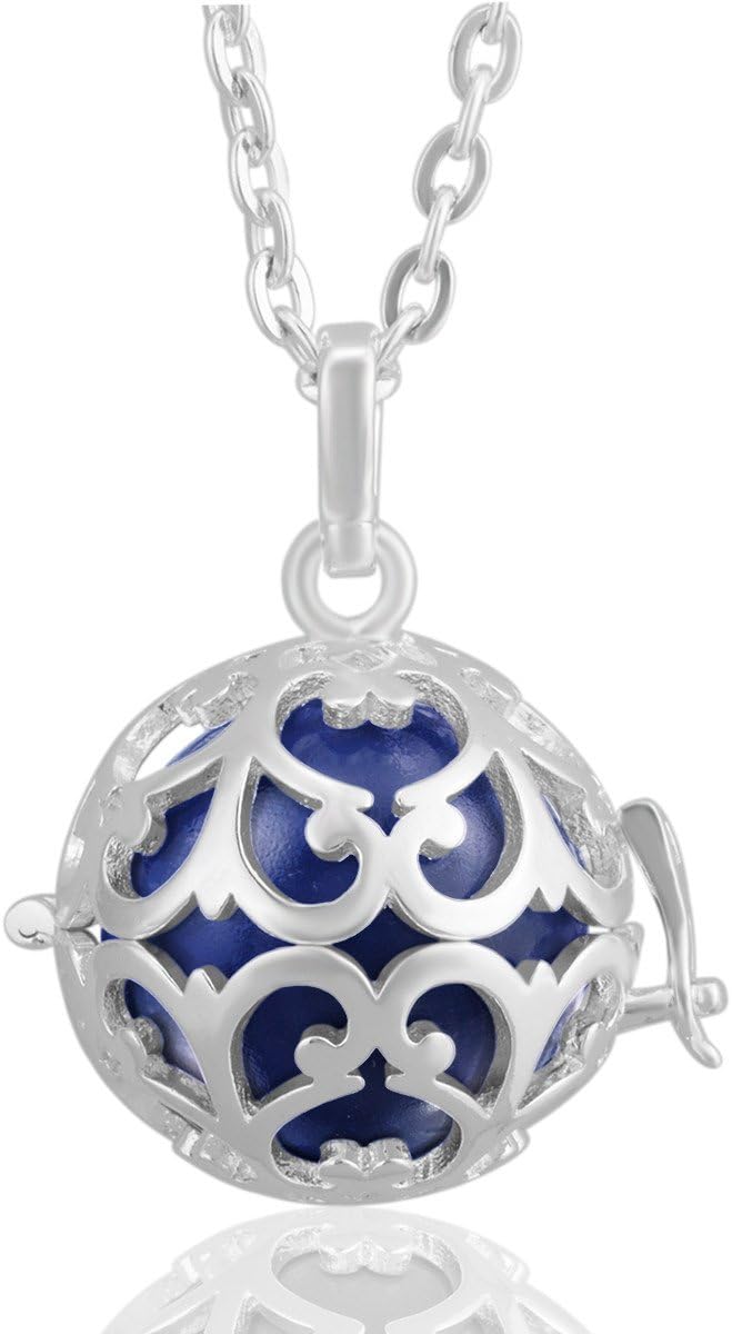 EUDORA Harmony Ball Maternity Long Necklace 35inch Women Silver Lockets Pendant