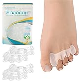 Promifun Toe Separators, 2 Pairs of Soft Gel Toe Spacers for Correcting Bunions, Toe Stretcher for Relieving Plantar Fasciitis, Claw Toe, Hammertoe, Foot Pain in Men and Women (Clear + L)