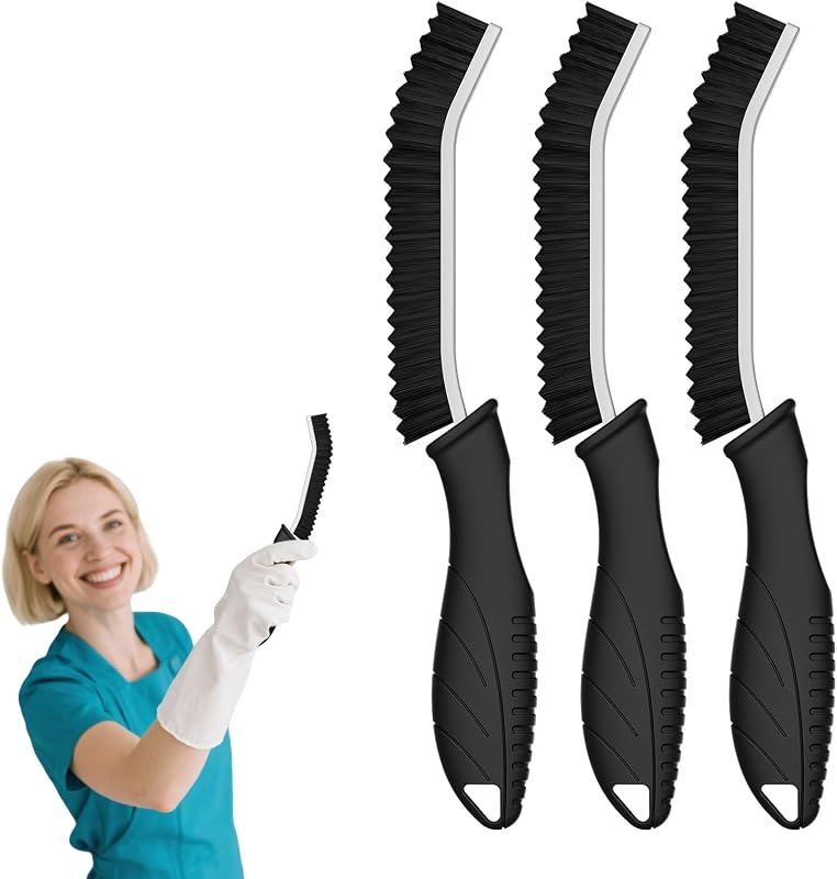 Cepillo de Limpieza de Grietas con Mango Ergonómico (3, Negro)