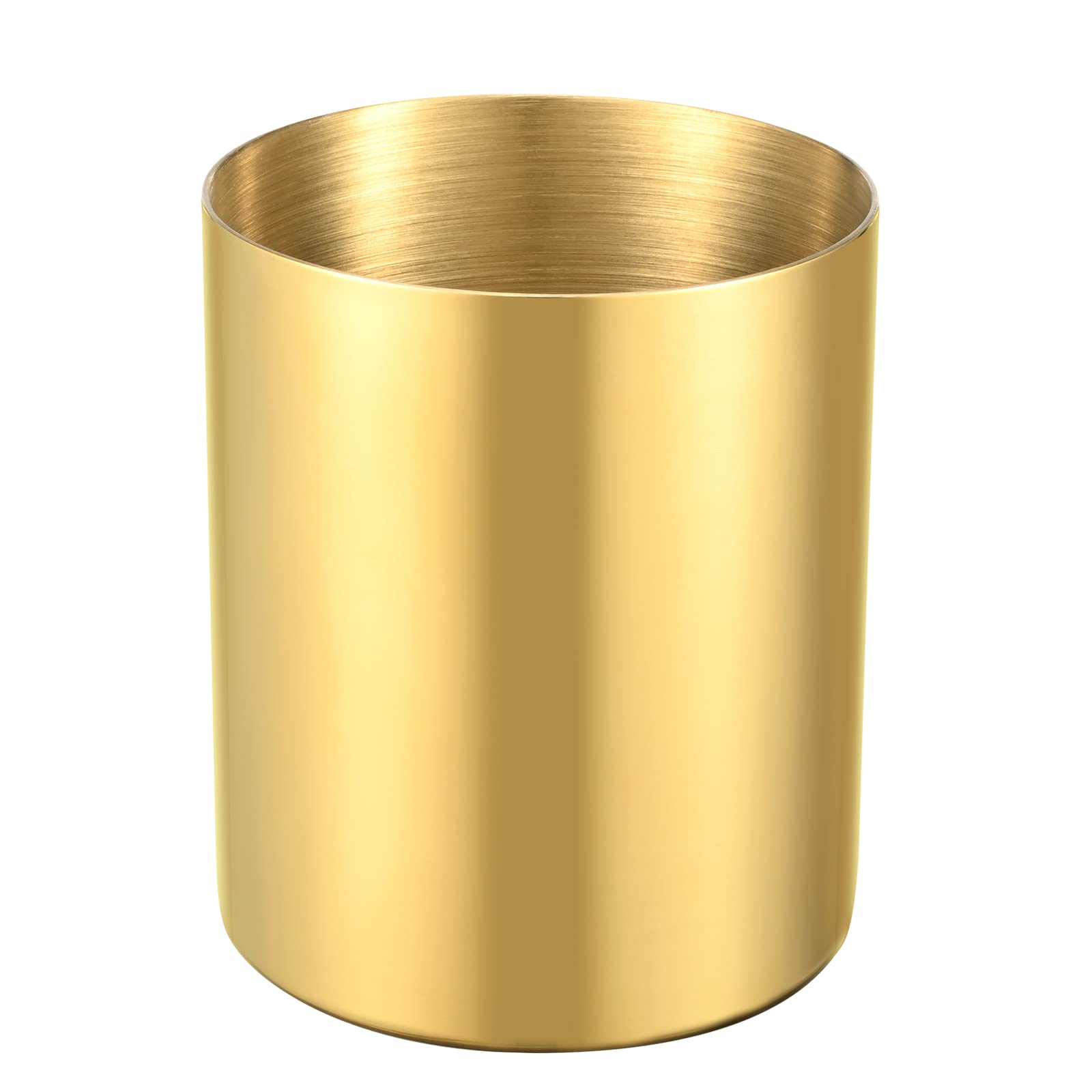 Bidponds Gold Pencil Holder for Desk, 304 Stainless Steel Pencil Cup, Pen Holder Cup, Pen Pot, Vases Flower Pot, Makeup Brush Holder, Desktop Accessory Stationery Organizer