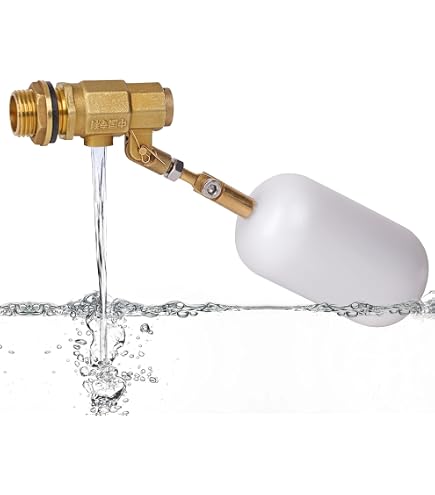 1/2 Inch Brass Float Valve With Adjustable Arm & Float Ball - Automatic Water Level Control For Tanks, Aquariums, Hydroponics & Livestock (1-Pack)