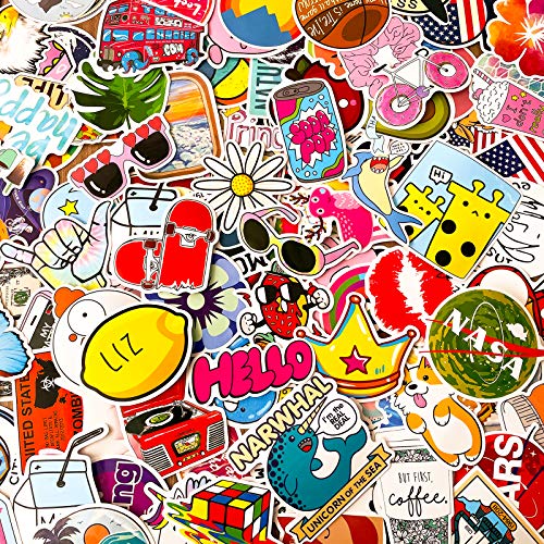 200 PCS Random Stickers Pack (50-500Pcs/Pack), Colorful Waterproof Stickers for Flask, Laptop, Phone, Water Bottle, Cute Aesthetic Vinyl Stickers