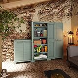 Keter Planet Outdoor Tall Cabinet Green Multi Purpose Garage Storage view 11