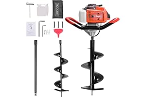 WUYULE 72CC Post Hole Digger, 2 Stroke Auger Post Hole Digger Gas Powered with 2 Augers Drill Bits 6" 8"+1 Extension Rod 31.5", Earth Auger Fit for Farm,Garden