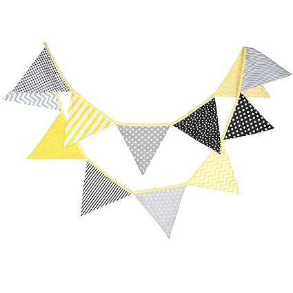 Amazon Com Yellow Gray Black Bee Party Bunting Banner For Bumble