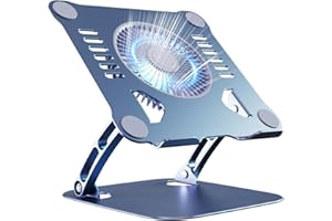 SHUWEI Laptop Cooling Stand with 3 Speed Fan, Adjustable Height Laptop Stand for Desk, Ergonimic Foldable Laptop Cooling Pad 