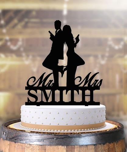 Amazon Com Mr And Mrs Smith Spy James Bond Wedding Cake Topper Personalized Handmade