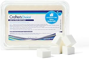 Crafter's Choice Detergent Free Melt and Pour Soap Base for Soap Making and DIY Crafting Projects, SLS/SLES Free, 2LB Block (Baby Buttermilk)