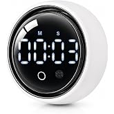 DLUCK Digital Rotating Magnetic Kitchen Timer with Voice Control | Large LED Display, Countdown &amp; Count Up, Easy Twist Control, Silent Operation, Loud Alarm, USB-C Rechargeable, Magnetic Back