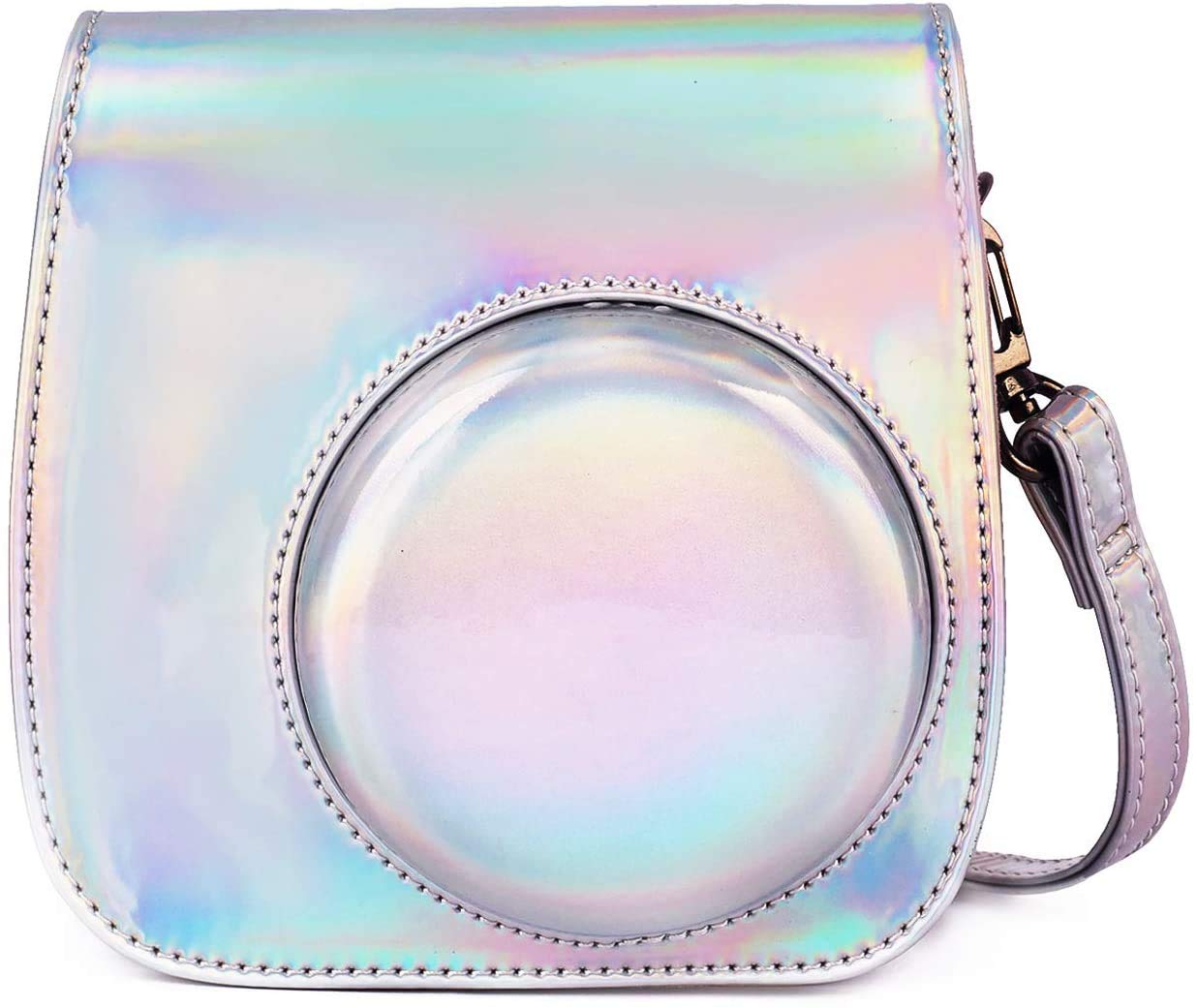 ACHOI Instant Camera Case Compatible with Fujifilm Instax Mini 11, PU Leather Magic Silver Bag with Pocket and Adjustable Shoulder Strap