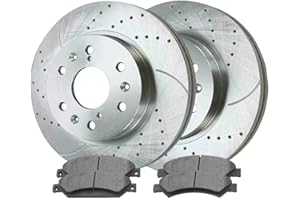 AUTO SHACK AutoShack BRKPKG003935 Front Drilled and Slotted Brake Kit Rotors and Ceramic Pads Pair of 2 Driver and Passenger Side Replacement for Chevrolet Silverado 1500 Tahoe Suburban 1500 GMC Sierra 1500 4WD