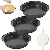 tutikuki 6 Inch Cake Pan - 3PCS Nonstick Round Cake Pans with 100 PCS Parchment Paper, Carbon Steel Smash Cake Baking Pans with Handle, Dishwasher Safe