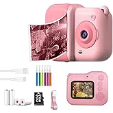 Kids Camera Instant Print, Christmas Birthday Gifts for Girl Boys 3-12 Years Old, Dual Camera HD Digital Video Cameras for Toddler 4 Rolls Print Paper & 32G Card (Pink)